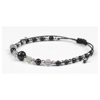 Bransoletka celebrytka czarny TURMALIN FLUORYT HEMATYT ochrona i spokój